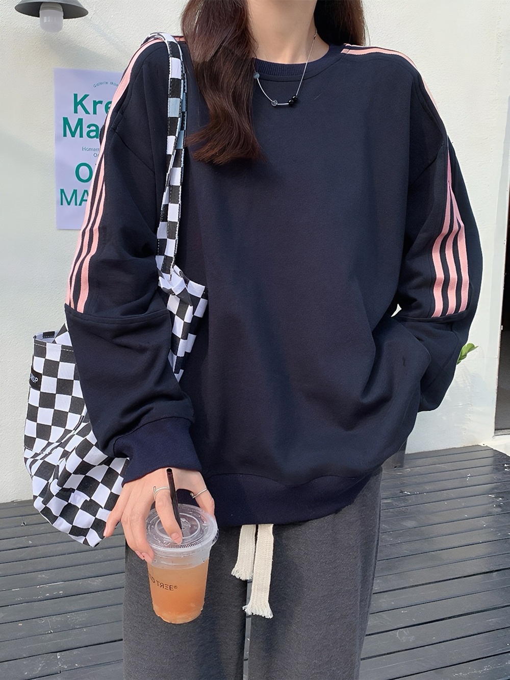 Striped Round Neck Sweatshirt